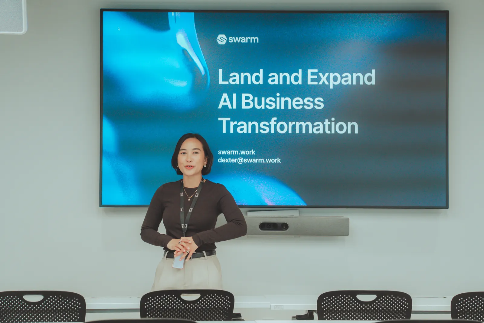 Swarm presenting Land and Expand AI Business Transformation at the AWS lunch and learn